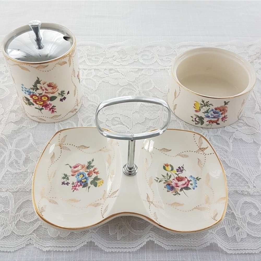 Mid Century PRINCESS Preserve Set by Midwinter Pottery - Vanity Bathroom Storage - Picture 2 of 9